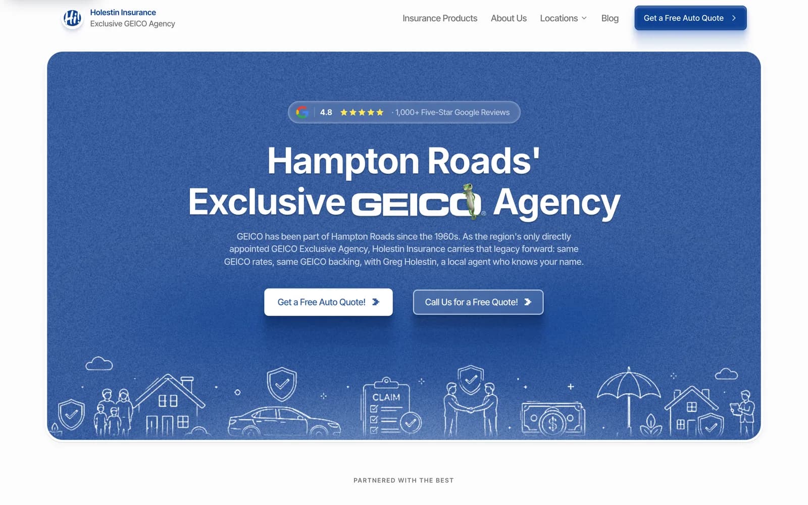 Holestin Insurance website on desktop