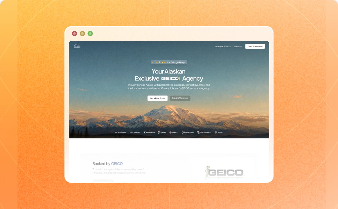 An agency website we built, shown in a browser frame