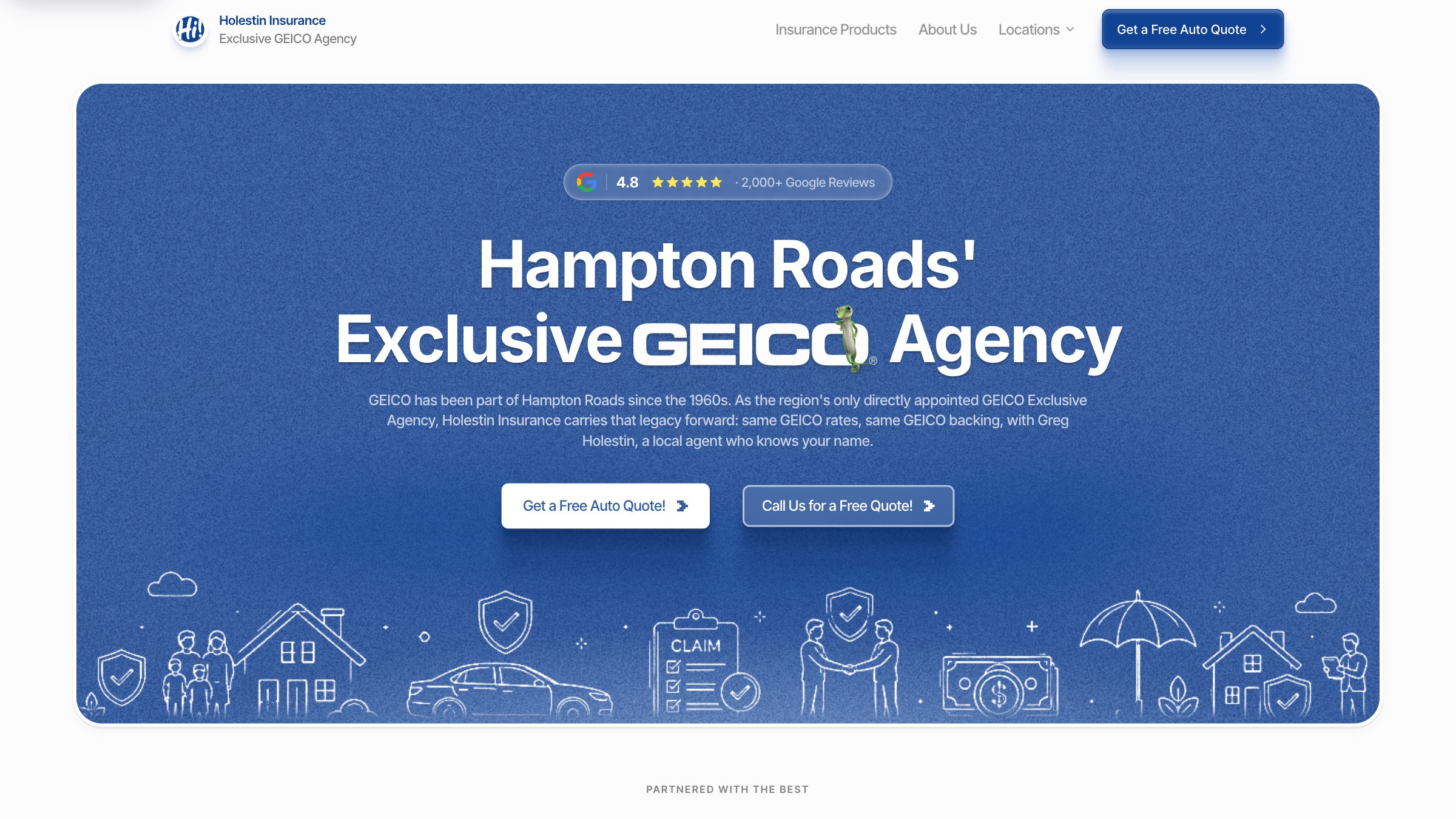 Holestin Insurance — Two-office agency site with its own admin dashboard